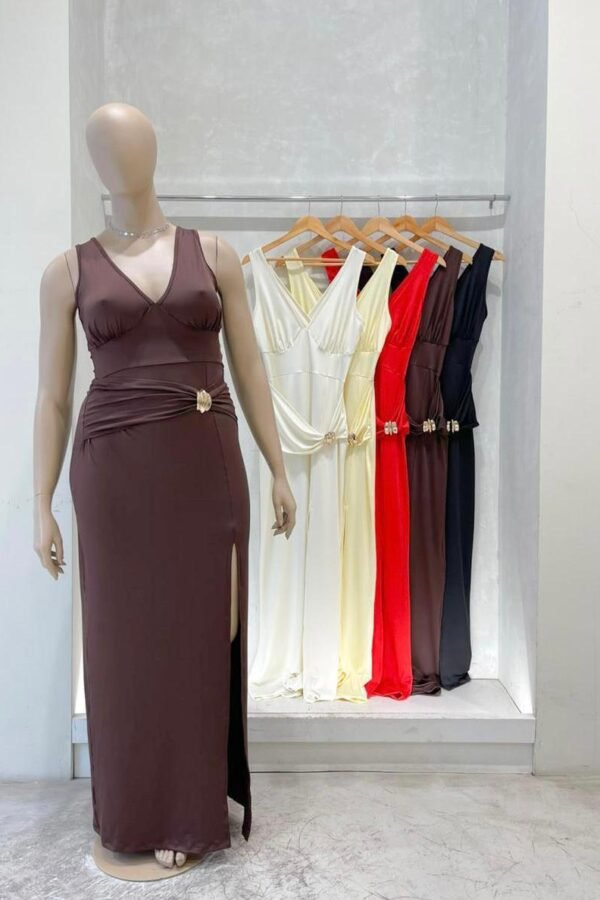 VESTIDO LARGO CON APLIQUE MAR